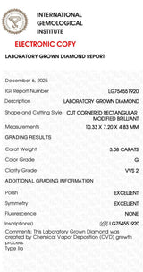 3.08ct Radiant Brilliant | Ideal Cut | G / VVS2 | IGI Certified